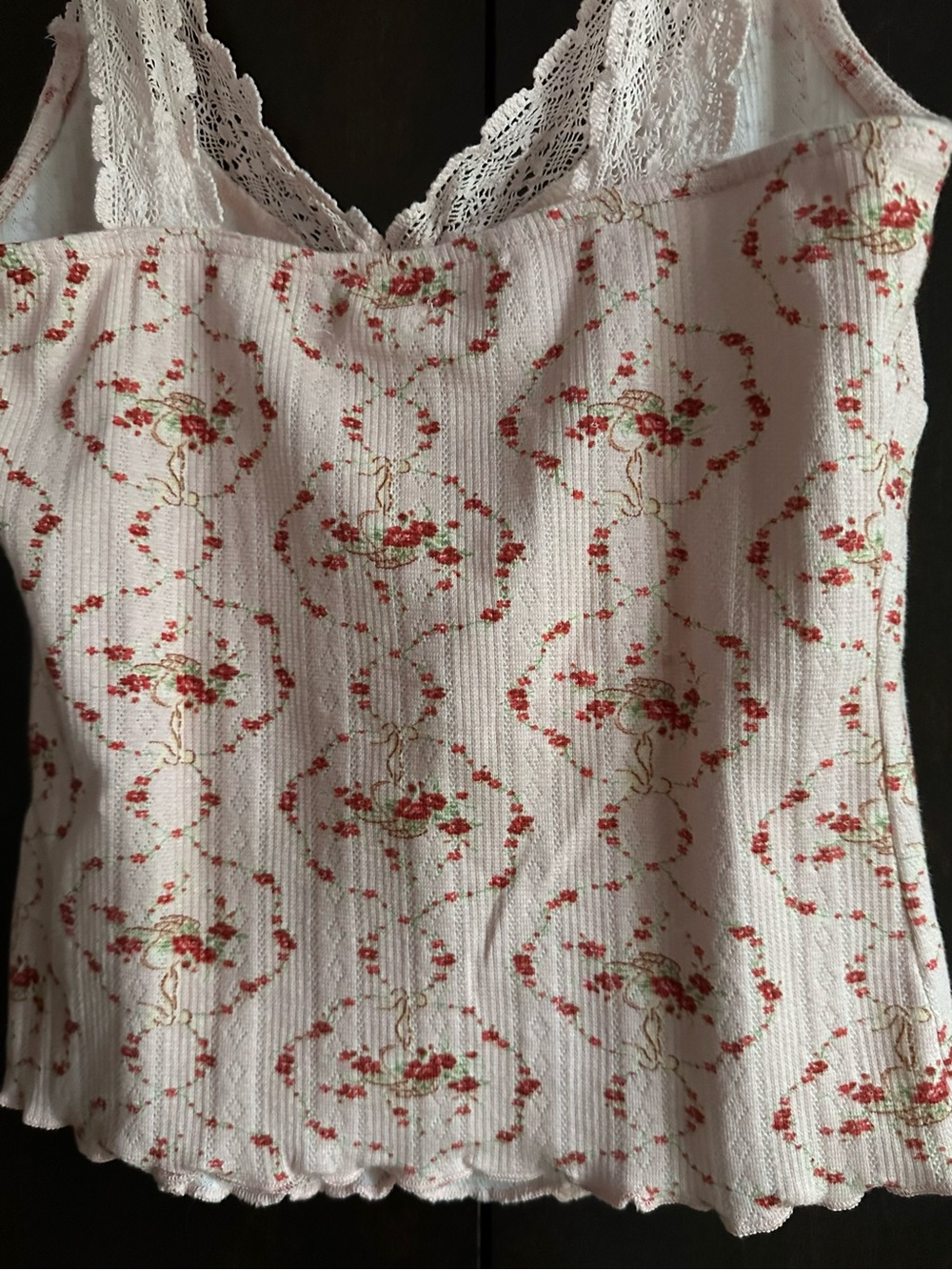 UO Kimchi Blue Blush Pink Floral Lace-Trim Tank - Picture 7 of 8